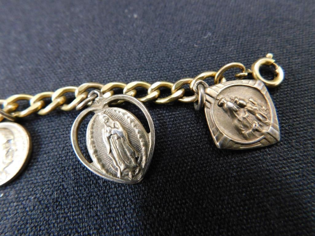 Sterling Silver - Gold Filled Bracelet with Sterling Charms - 21.48 Grams TW - 5
