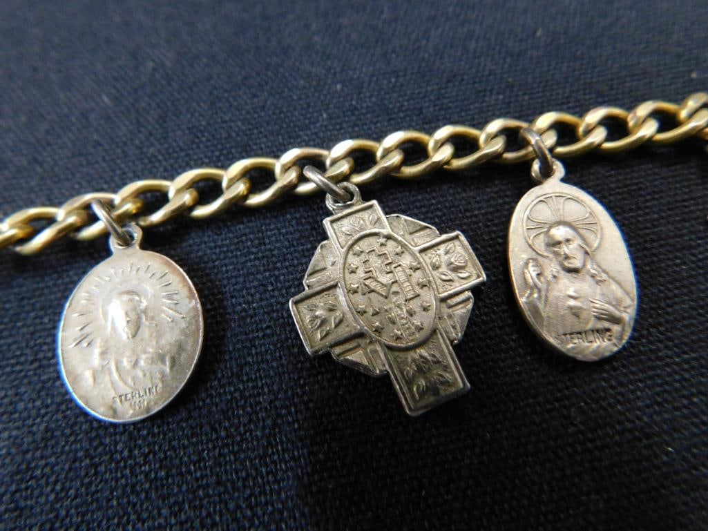 Sterling Silver - Gold Filled Bracelet with Sterling Charms - 21.48 Grams TW - 7