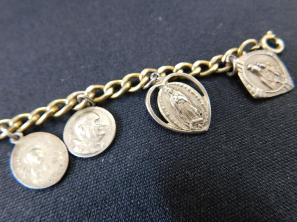 Sterling Silver - Gold Filled Bracelet with Sterling Charms - 21.48 Grams TW - 8