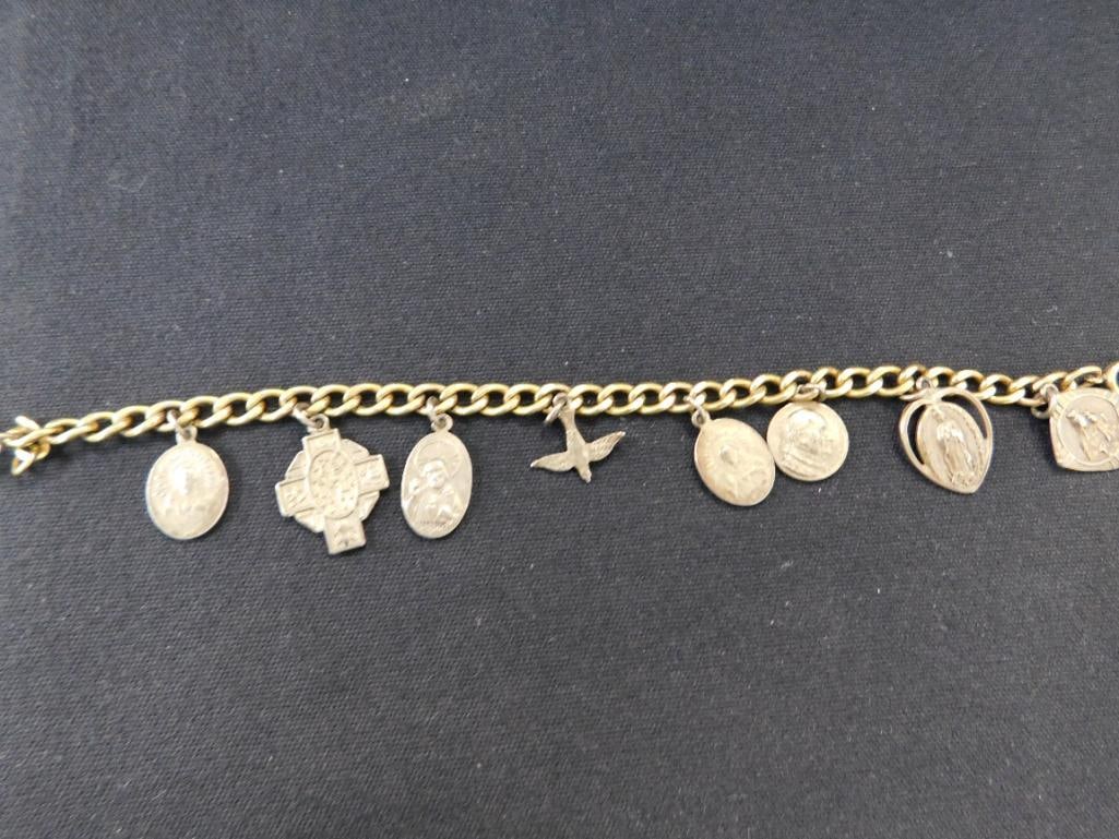 Sterling Silver - Gold Filled Bracelet with Sterling Charms - 21.48 Grams TW - 9