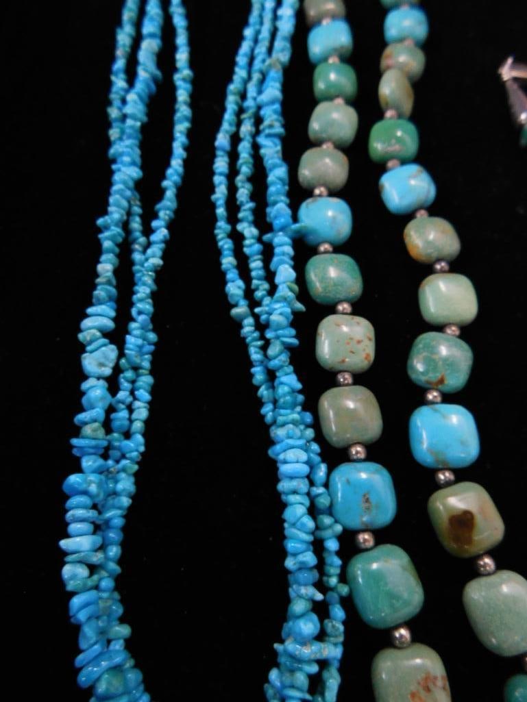 Sterling Silver - 3 Turquoise Necklaces - 16" - 18" - 20" - 2 Jay King - 1 Carrolyn Pollack - 4