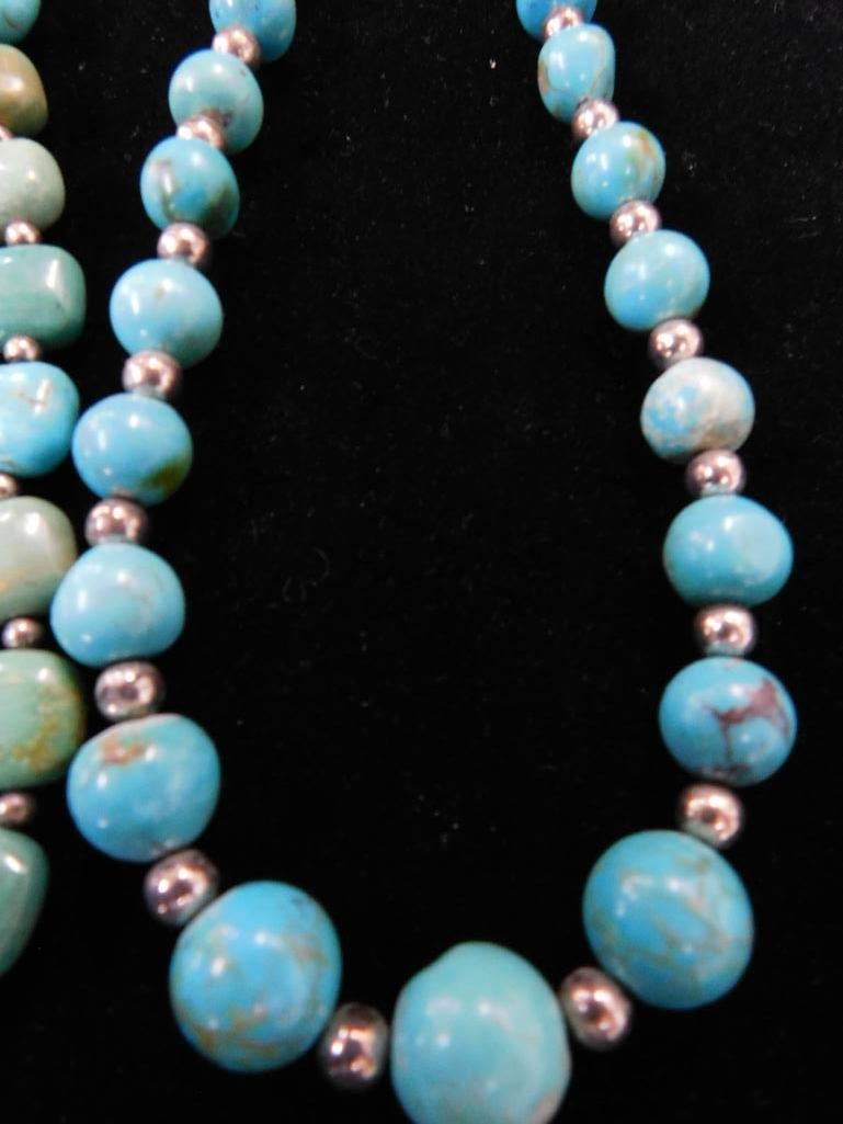 Sterling Silver - 3 Turquoise Necklaces - 16" - 18" - 20" - 2 Jay King - 1 Carrolyn Pollack - 6