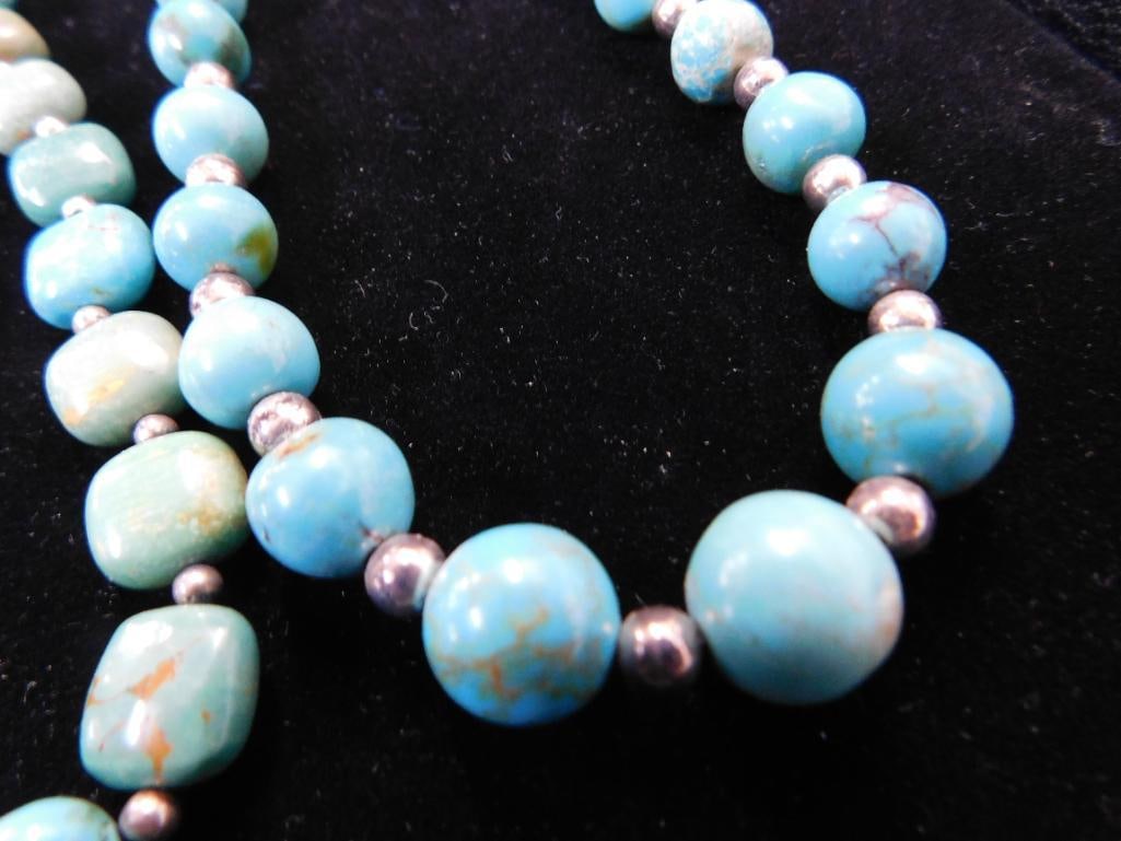 Sterling Silver - 3 Turquoise Necklaces - 16" - 18" - 20" - 2 Jay King - 1 Carrolyn Pollack - 8