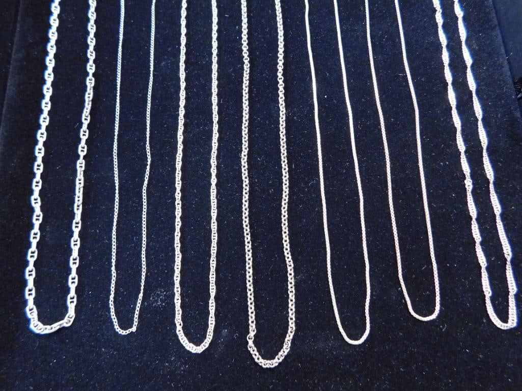 Sterling Silver - 7-20" Chains - 22.39 Grams: See Photos For Description and Condition