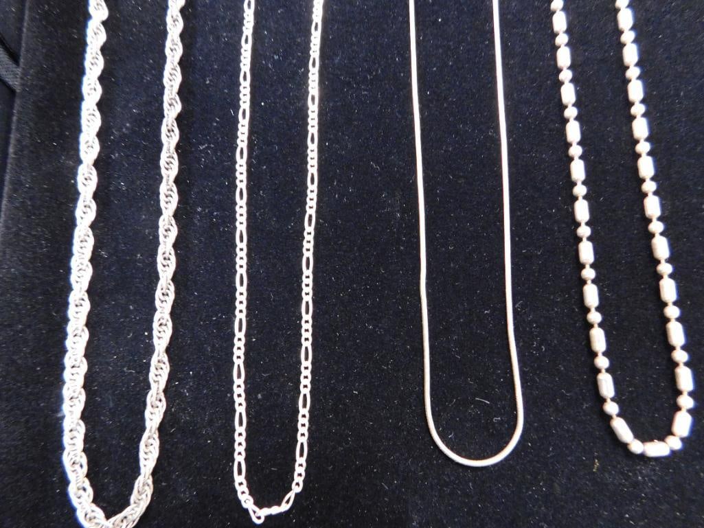 Sterling Silver - 4-20" Chains - 24.76 Grams: See Photos For Description and Condition