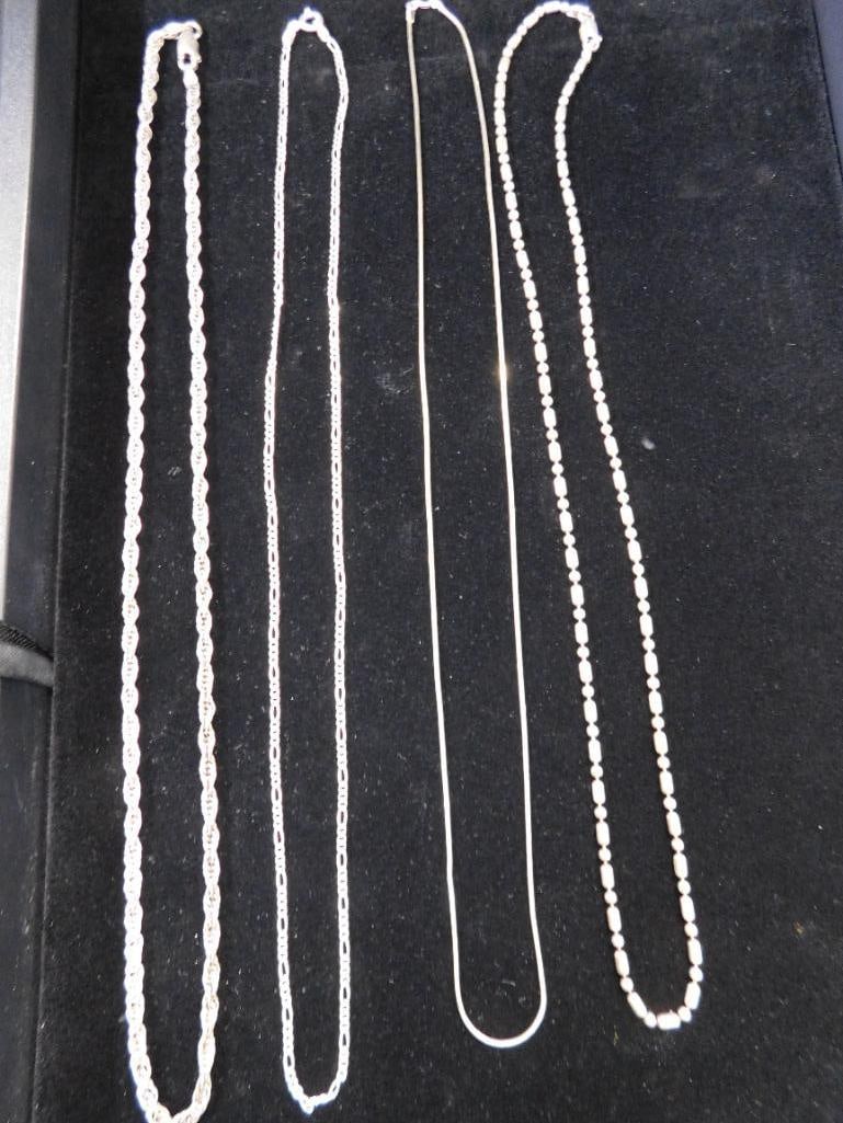 Sterling Silver - 4-20" Chains - 24.76 Grams - 2