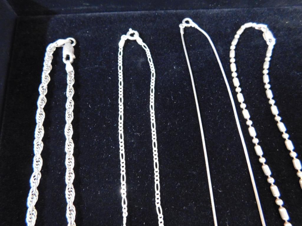 Sterling Silver - 4-20" Chains - 24.76 Grams - 5