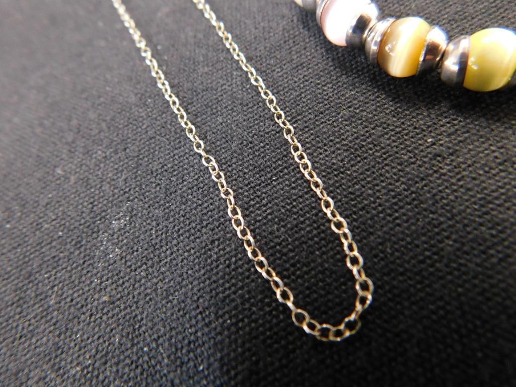 Sterling Silver - 18" Chain - Cuff Bracelet - Bead Bracelet - Brooch - 44.41 Grams TW - 2