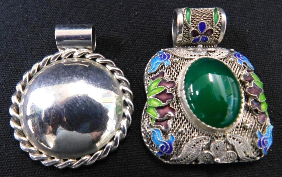 Sterling Silver - 2 Pendants - 37.95 Grams TW: See Photos For Description and Condition