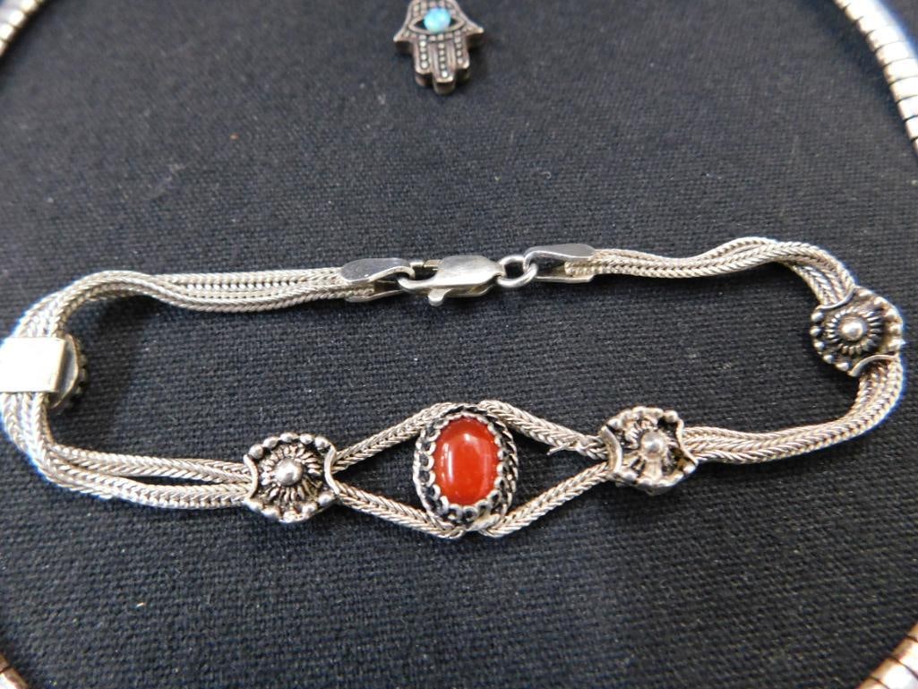 Sterling Silver - 16" Necklace - 7.5" Bracelet - Charm - 33.3 Grams TW - 2