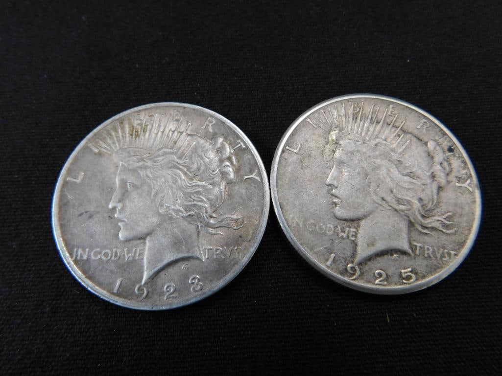 1923 and 1925 Peace Silver Dollars - 6