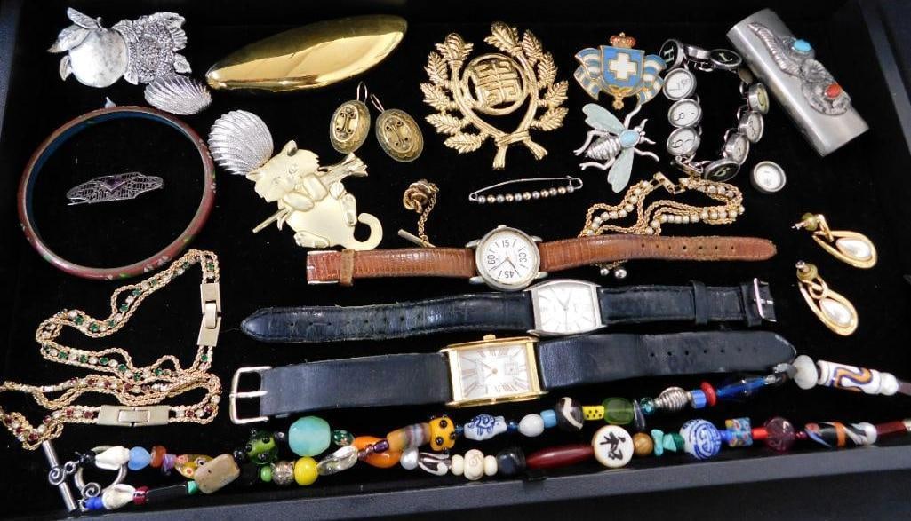 Tray Lot of Misc. Costume Jewelry: See Photos For Description and Condition