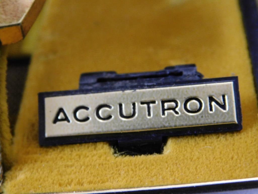 Vintage Bulova Accutron Gold Plated Mens Wristwatch - Original Case - Untested - 4