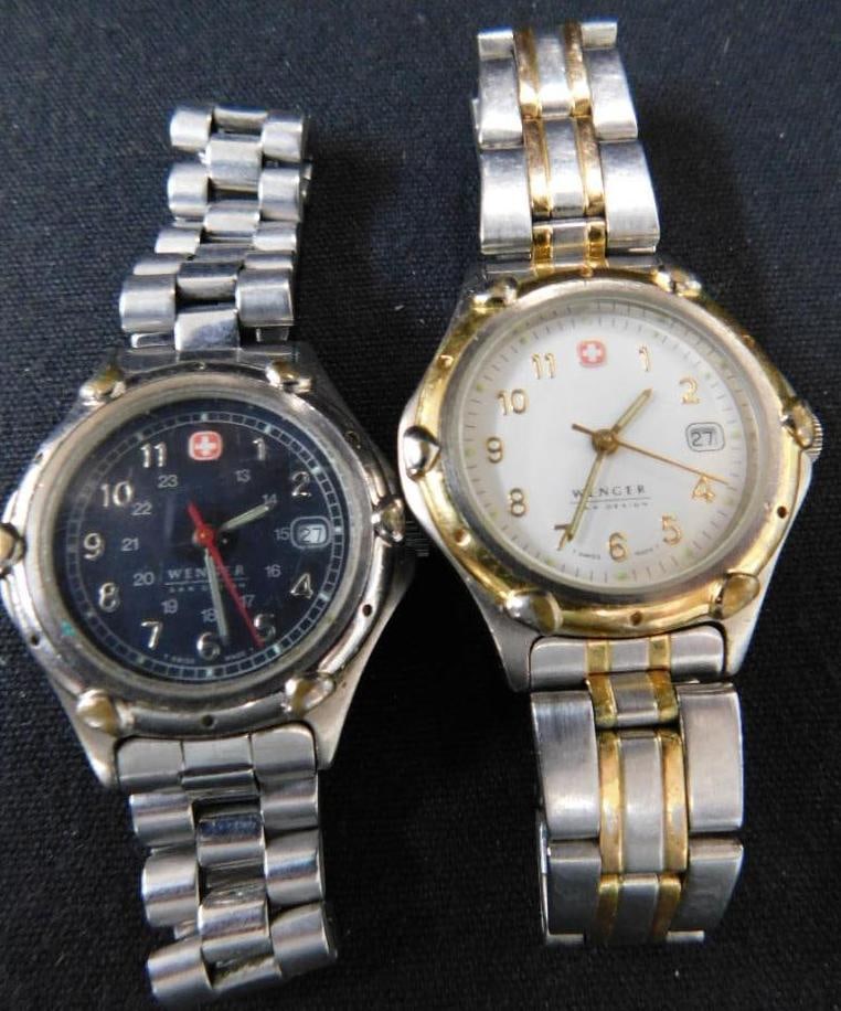 2 Wenger Swiss Ladies Wristwatches - Untested: See Photos For Description and Condition