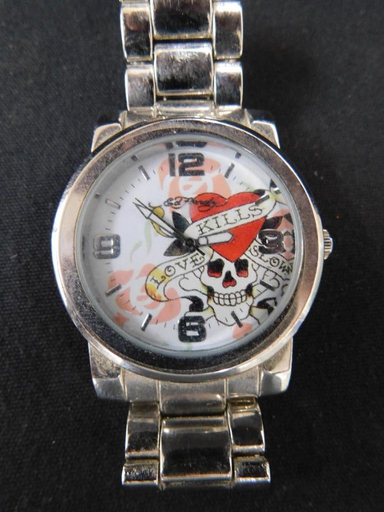 Ed Hardy Mens Wristwatch - Untested: See Photos For Description and Condition