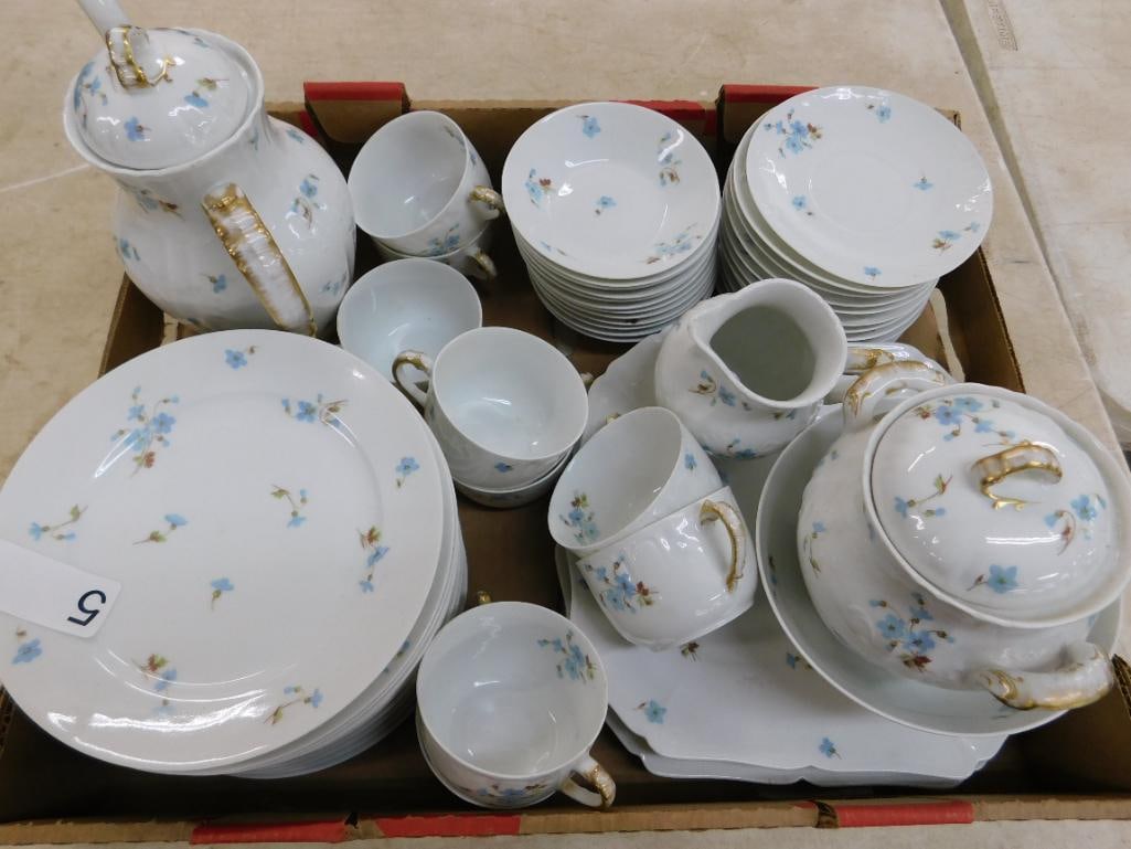 50 Piece Haviland Limoges China Set - Not Complete - Blue Flowers - 11