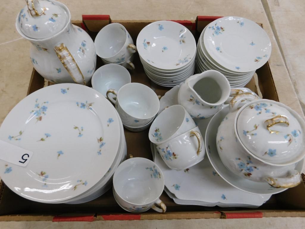 50 Piece Haviland Limoges China Set - Not Complete - Blue Flowers - 12