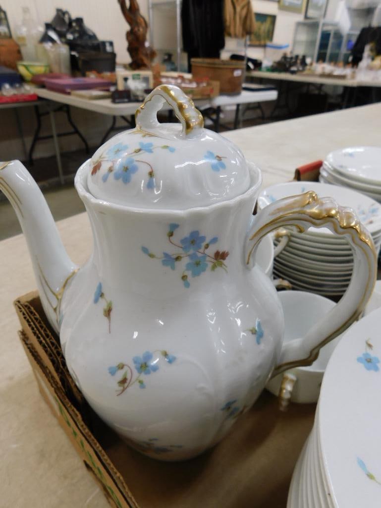 50 Piece Haviland Limoges China Set - Not Complete - Blue Flowers - 2