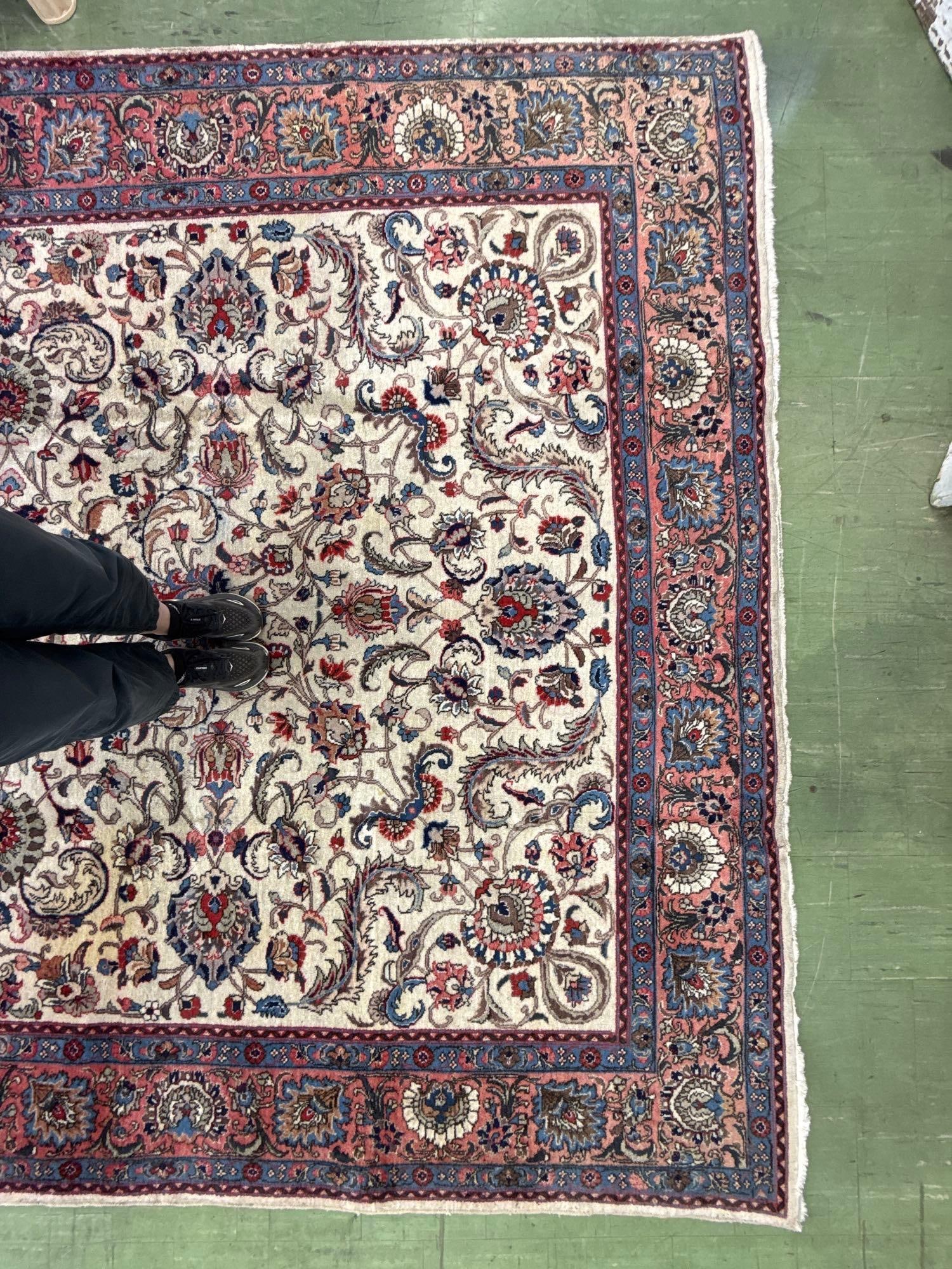 Room size Antique Persian wool rug 13'4" x 9'8" - 4