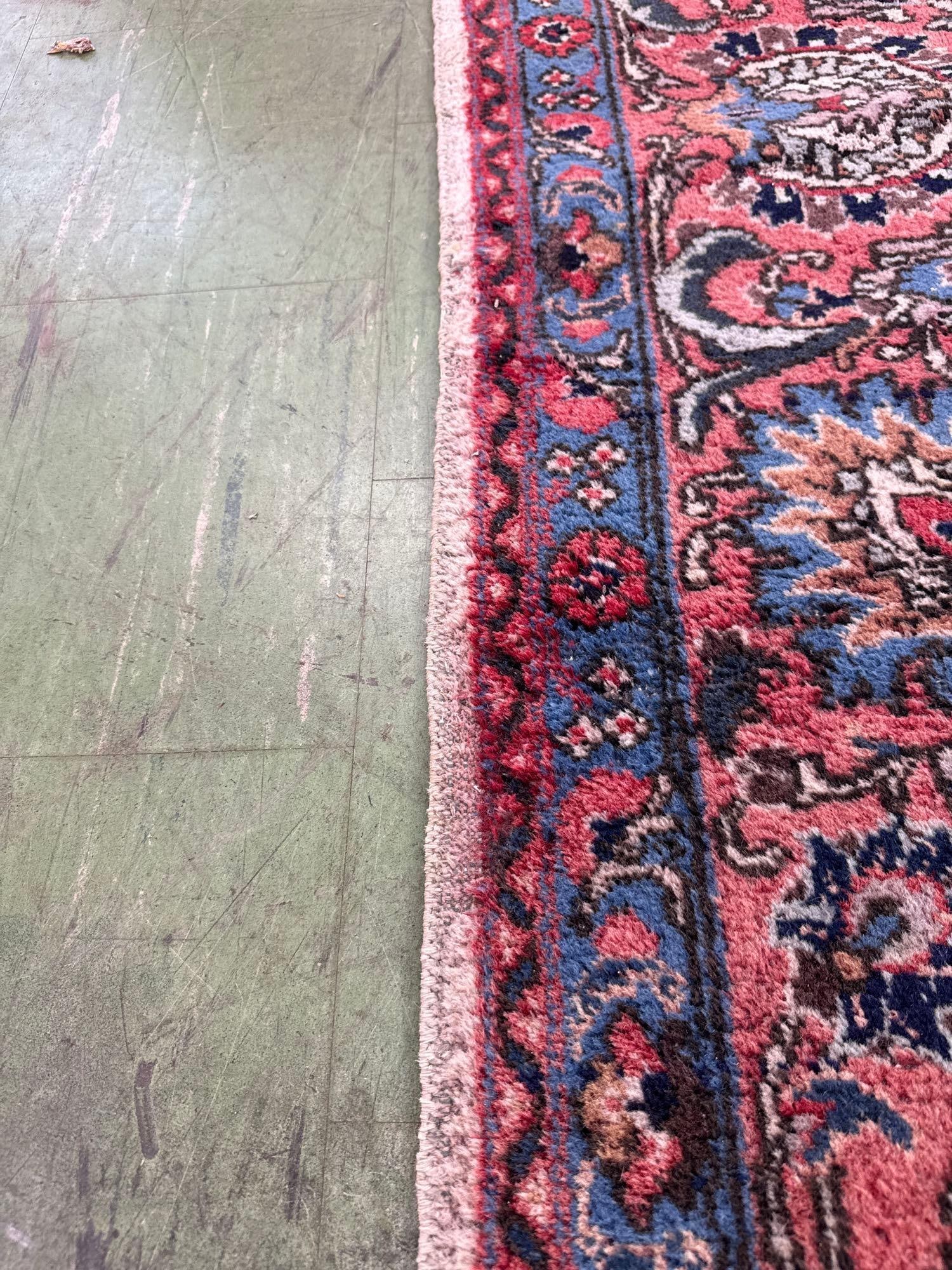 Room size Antique Persian wool rug 13'4" x 9'8" - 8
