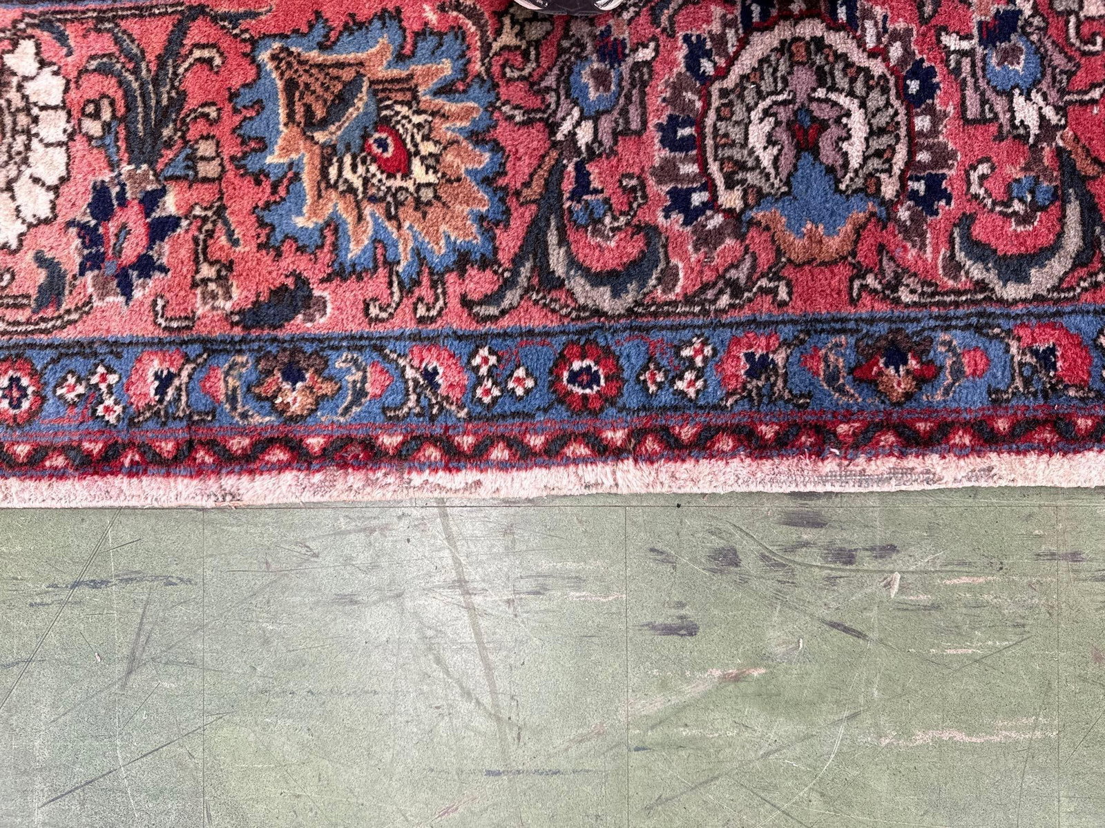 Room size Antique Persian wool rug 13'4" x 9'8" - 9