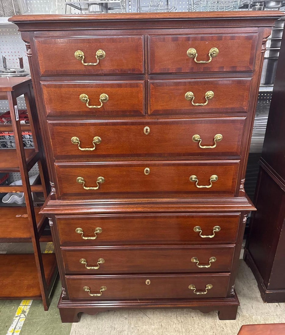 mens wooden dresser: Solid, 6 over 3. 3 feet wide by 18 deep by 411 tall.
