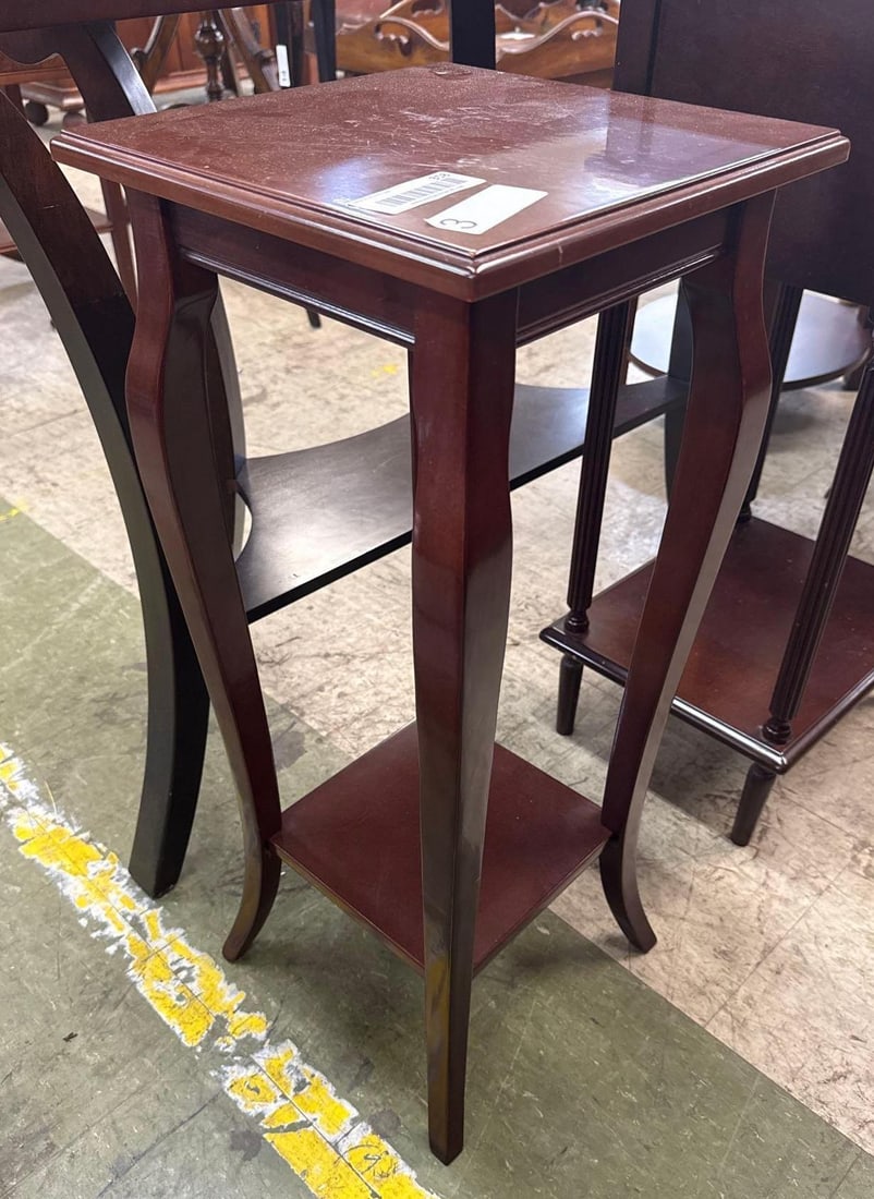 wooden plant stand: Bombay company. 1 x 1 x 25 tall.