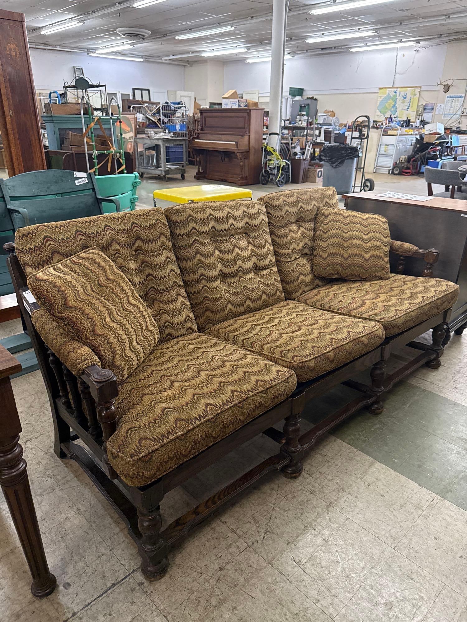 1970s carved wooden sofa - 2