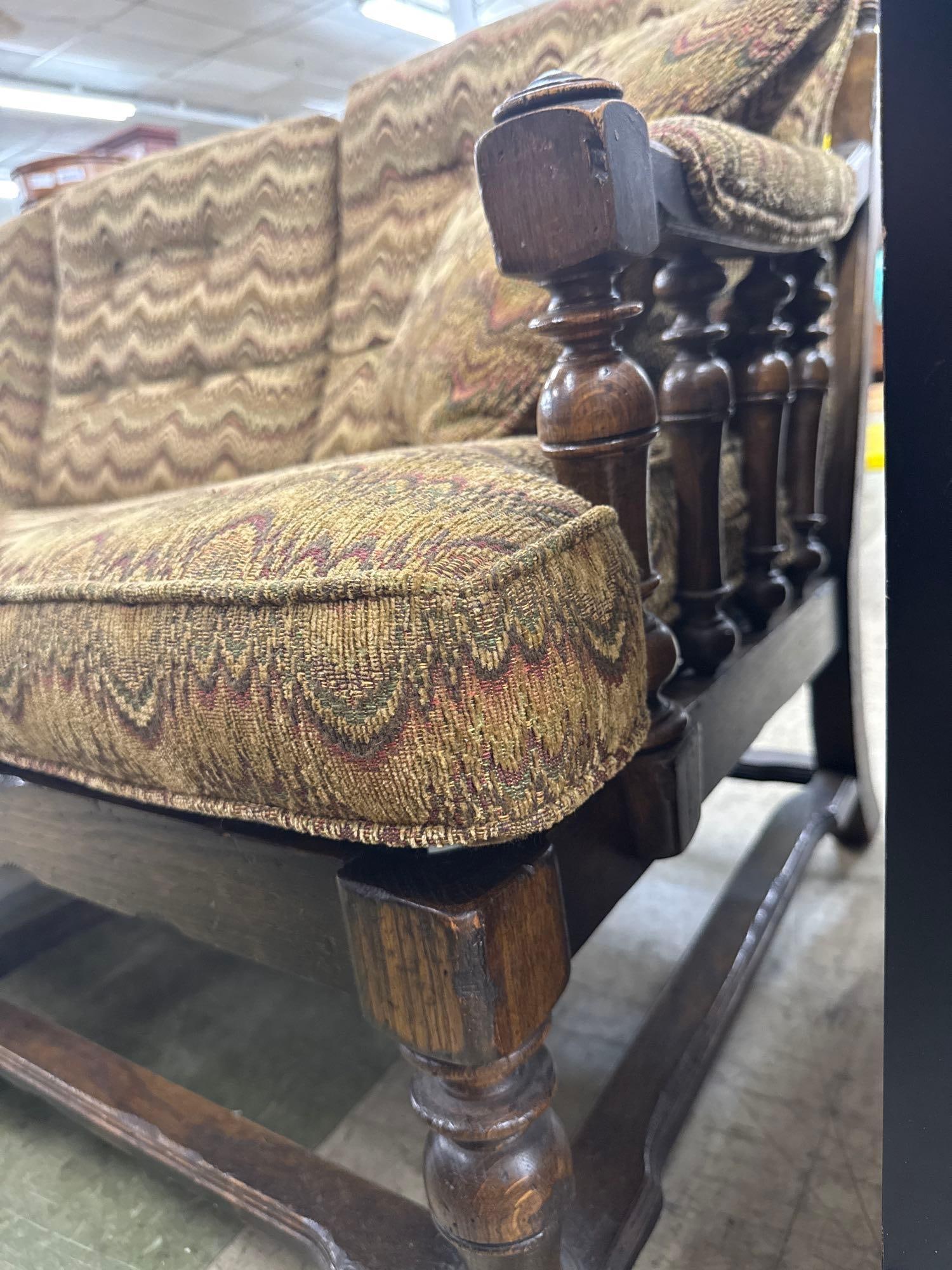 1970s carved wooden sofa - 4