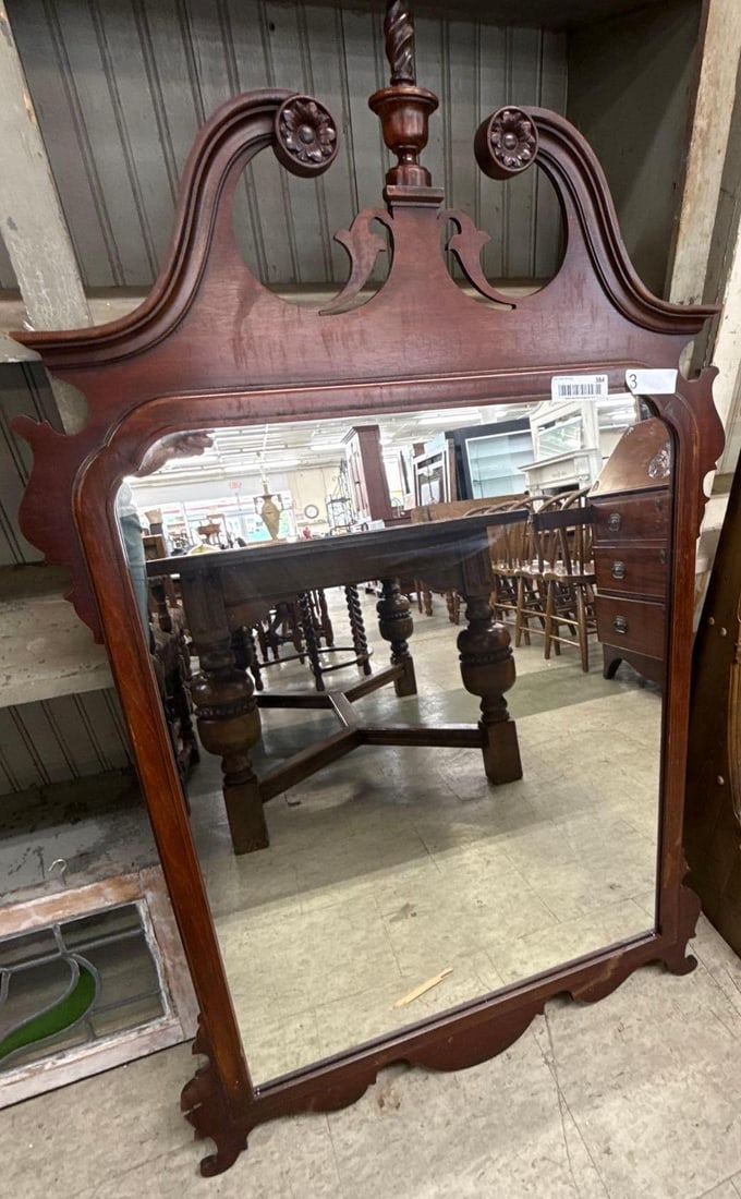 antique Chippendale mirror: 29 inches wide by 49 inches tall