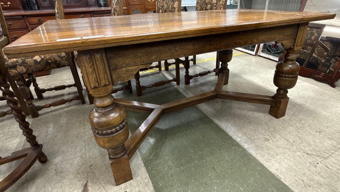 English pub table: 66 inches wide by 35 1/2 inches deep by 30 1/2 inches tall.