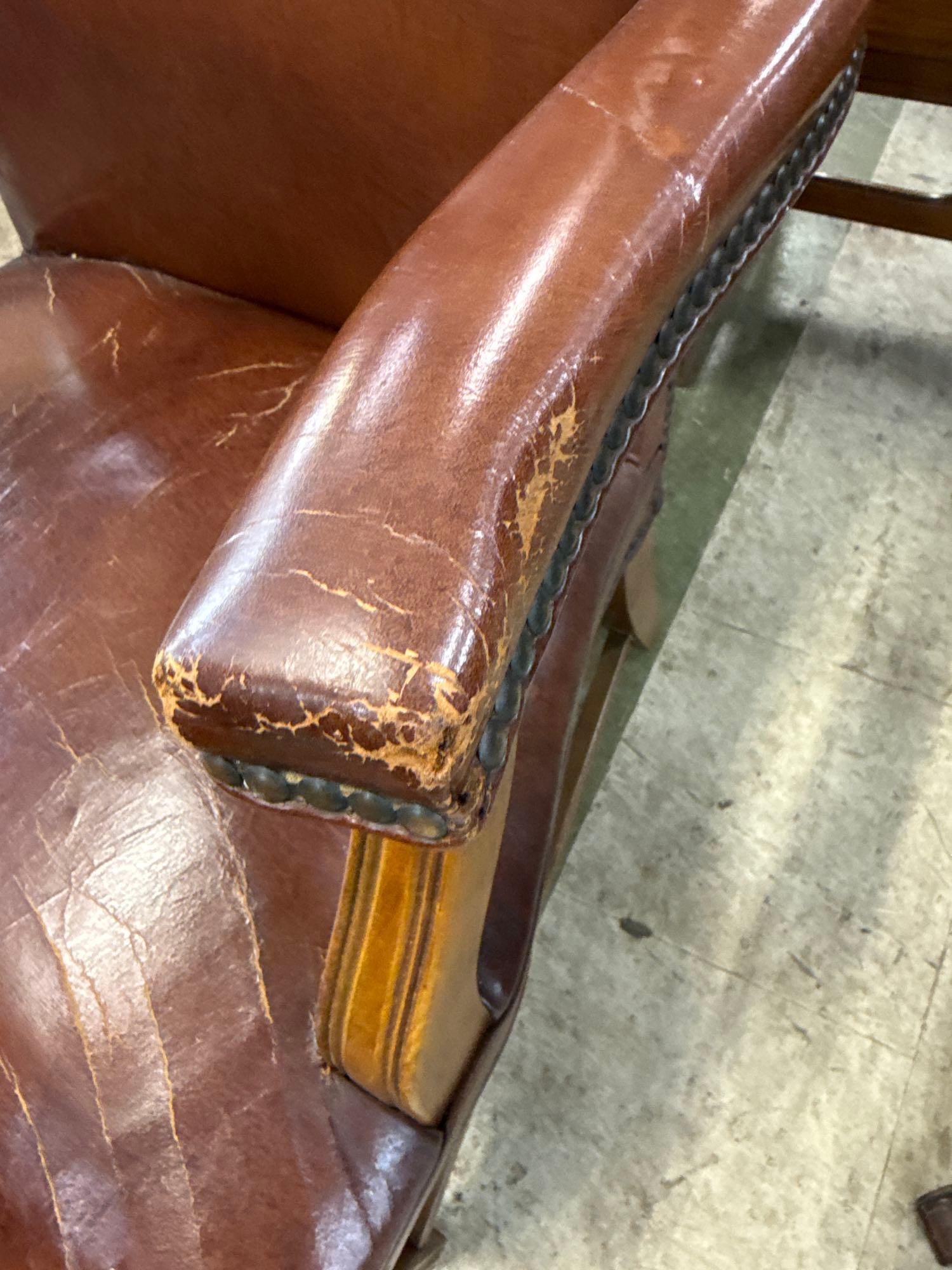 W.H. Gunlocke - Brown leather arm chair - 2