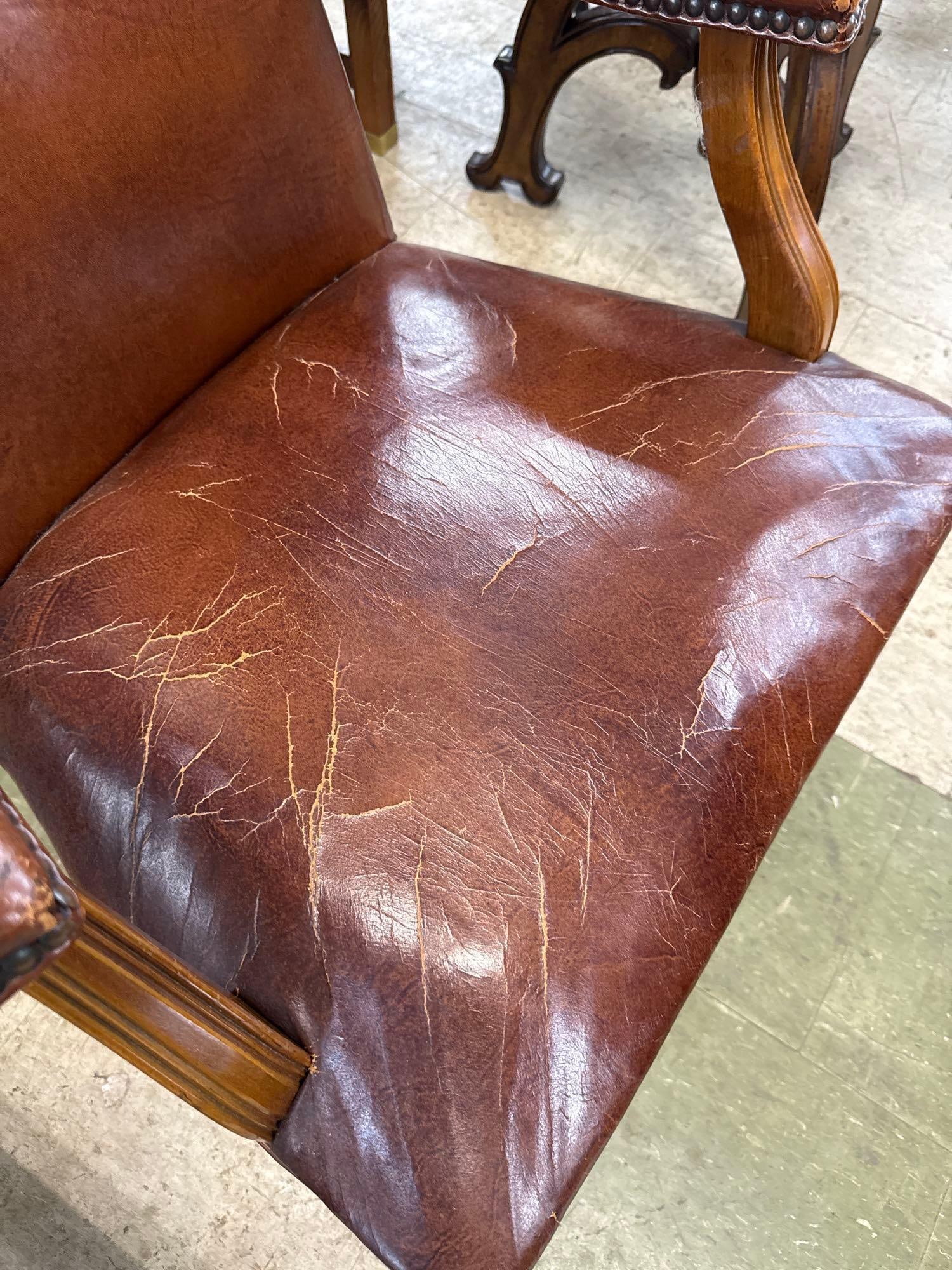 W.H. Gunlocke - Brown leather arm chair - 3