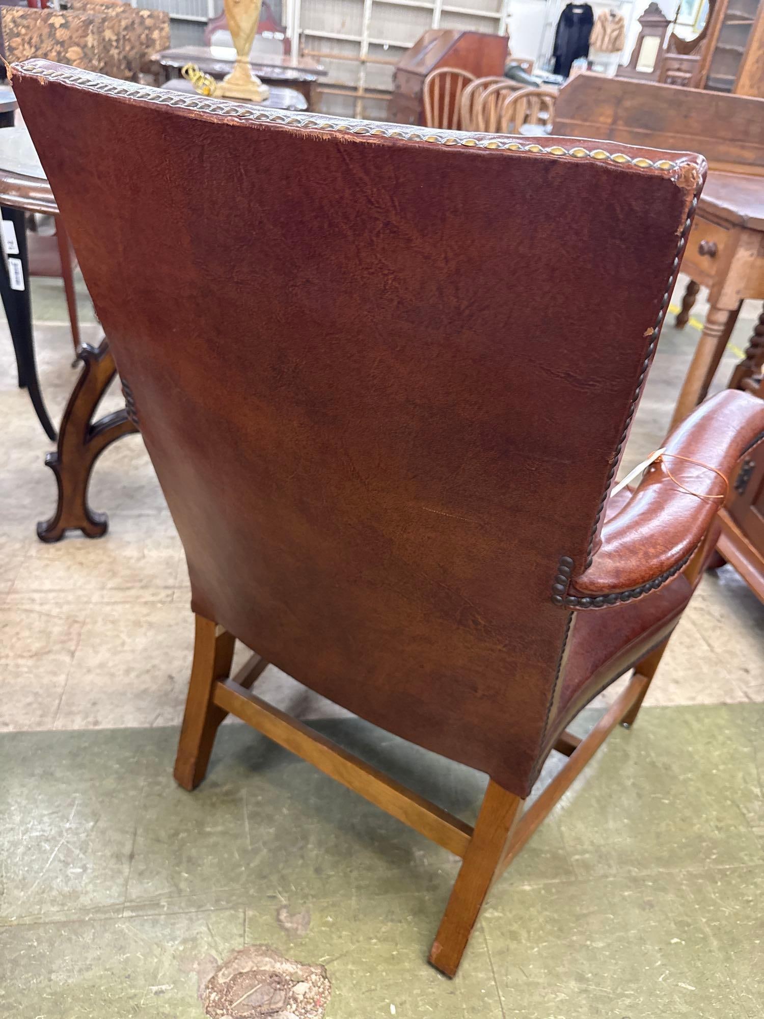 W.H. Gunlocke - Brown leather arm chair - 5