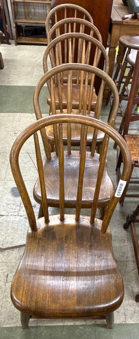 Lot of five plank bottom chair chairs (1 of 4)