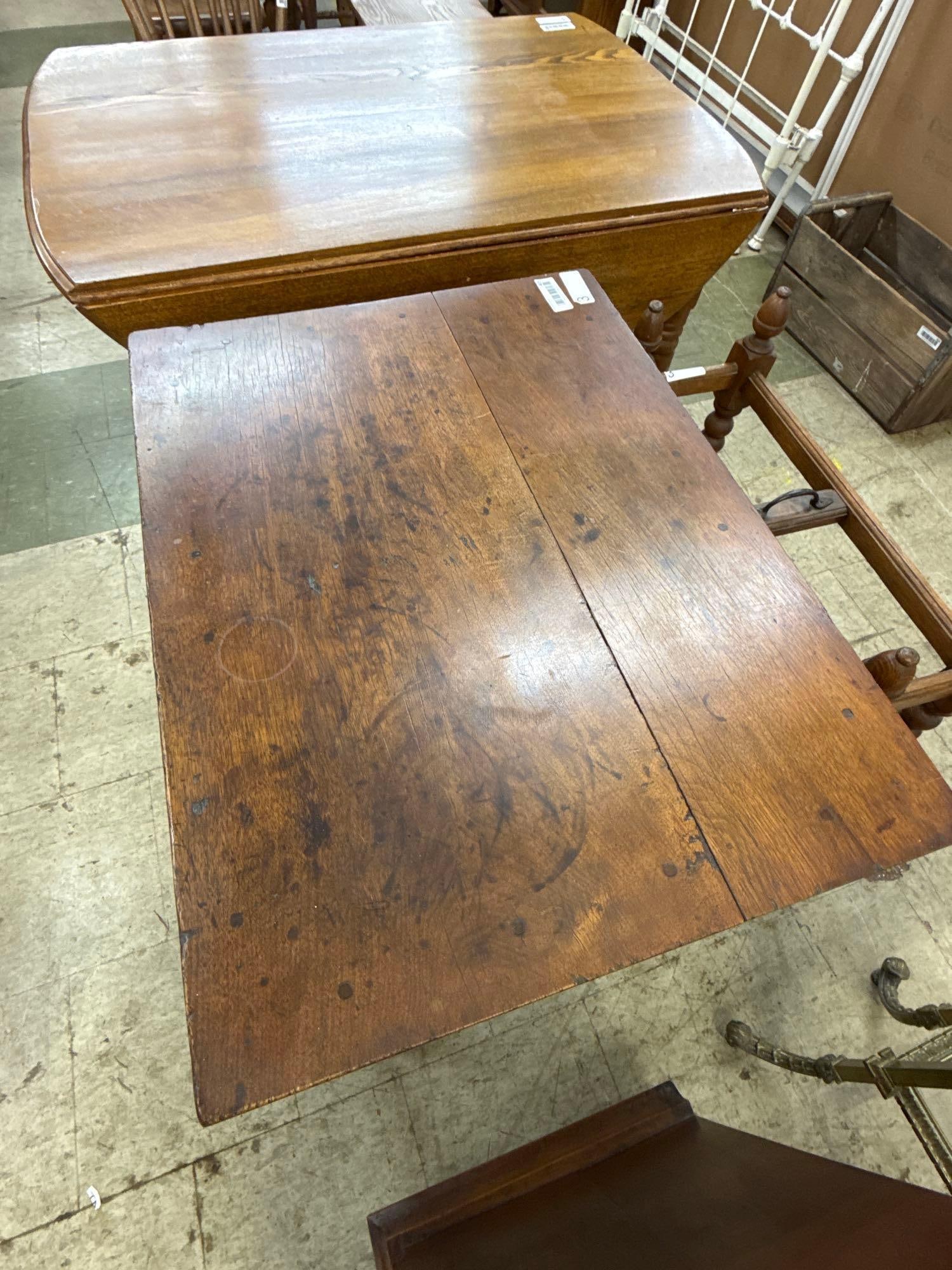 Walnut country two drawer side table - 3