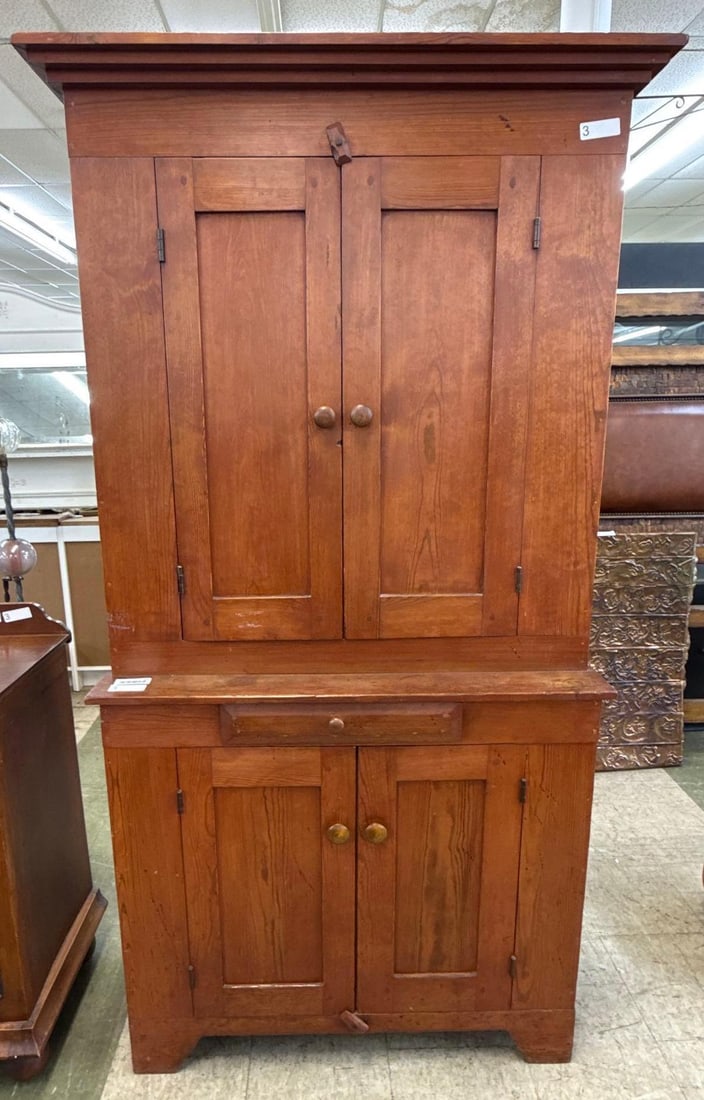 South Carolina Pine step back, Cabinet: Pegged and square nails. 39 inches wide by 14 1/2 inches deep by 78 inches tall.