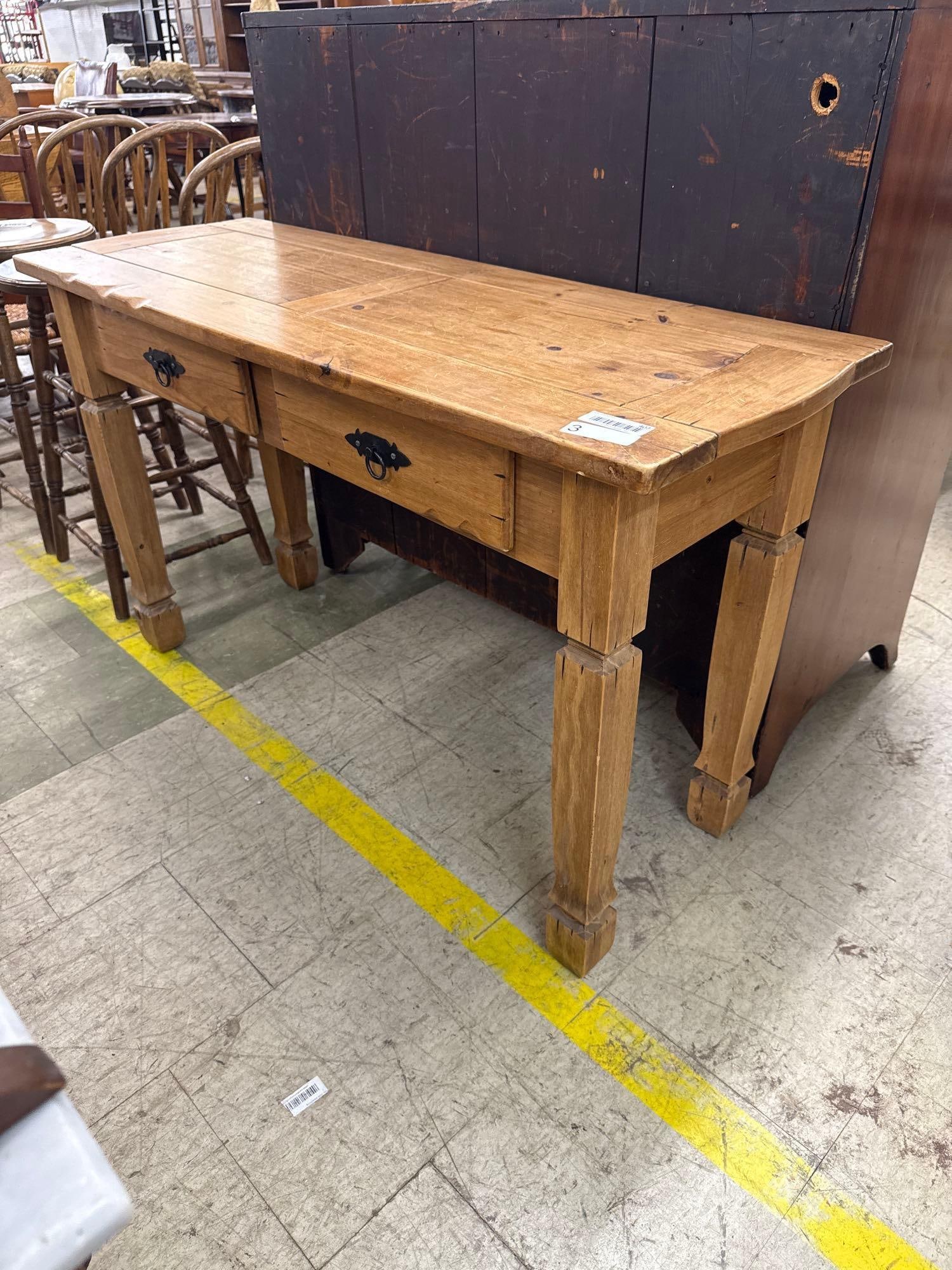 distressed pine sofa table - 2