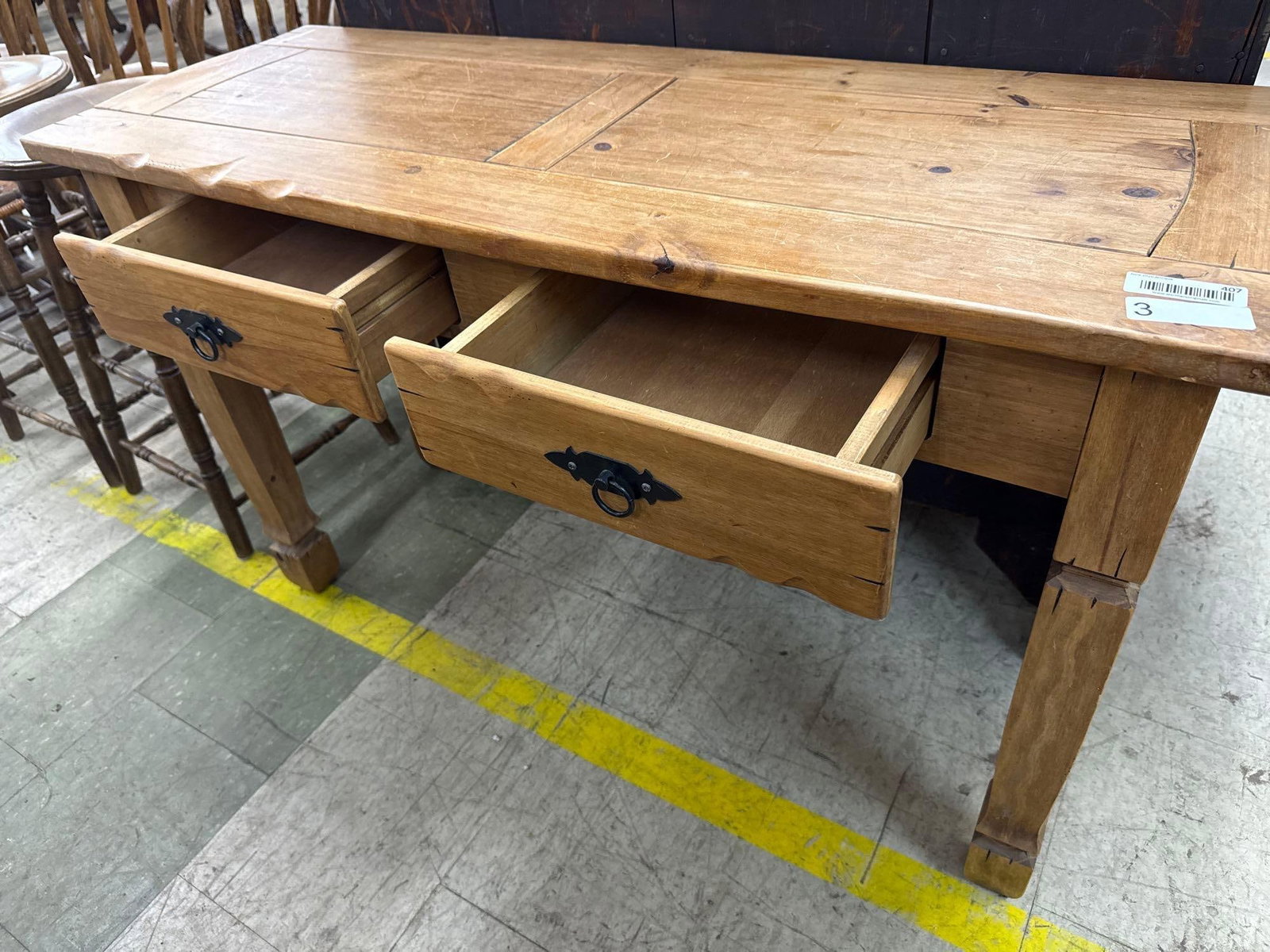distressed pine sofa table - 4