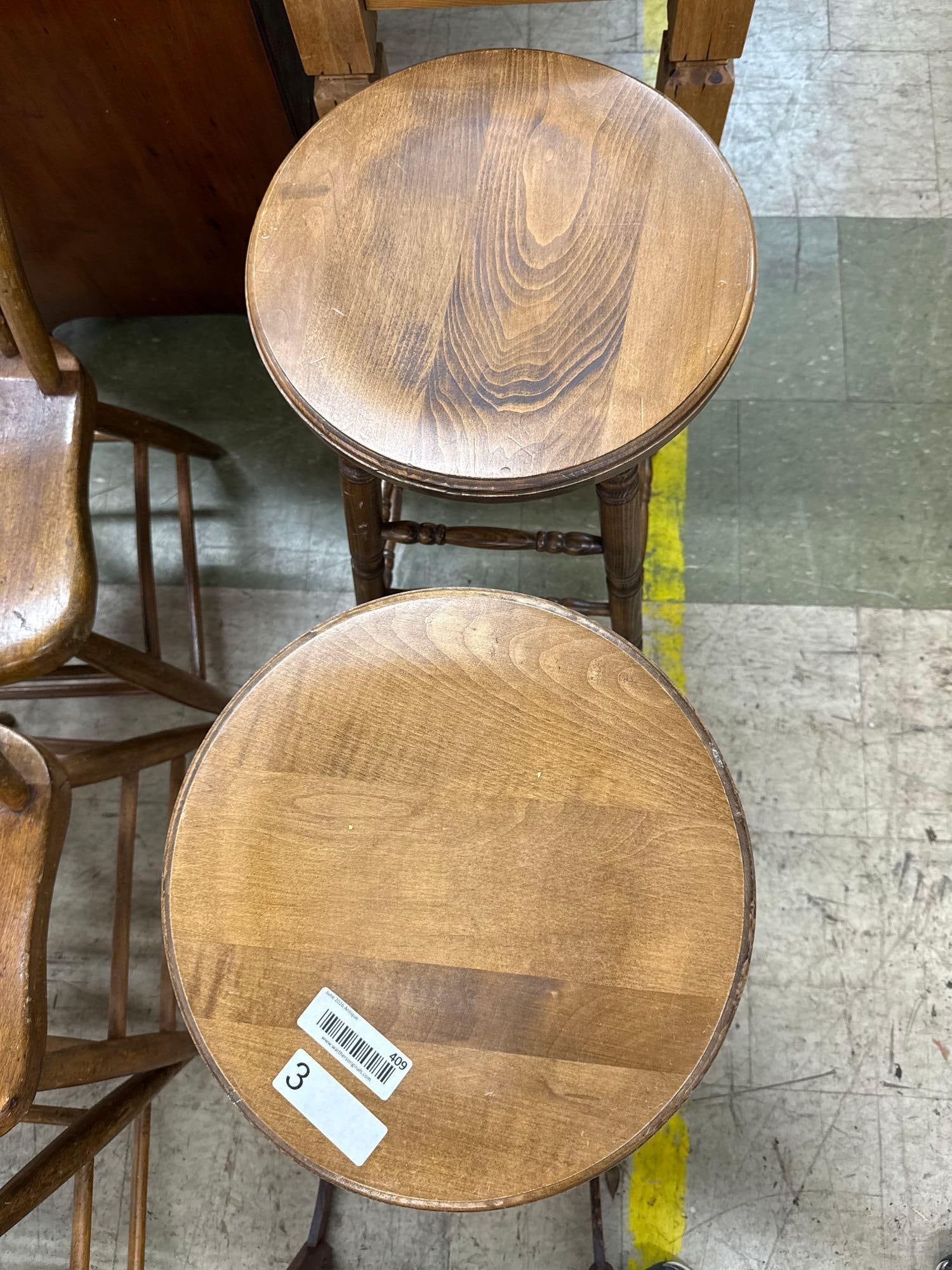 two wooden counter stools - 2