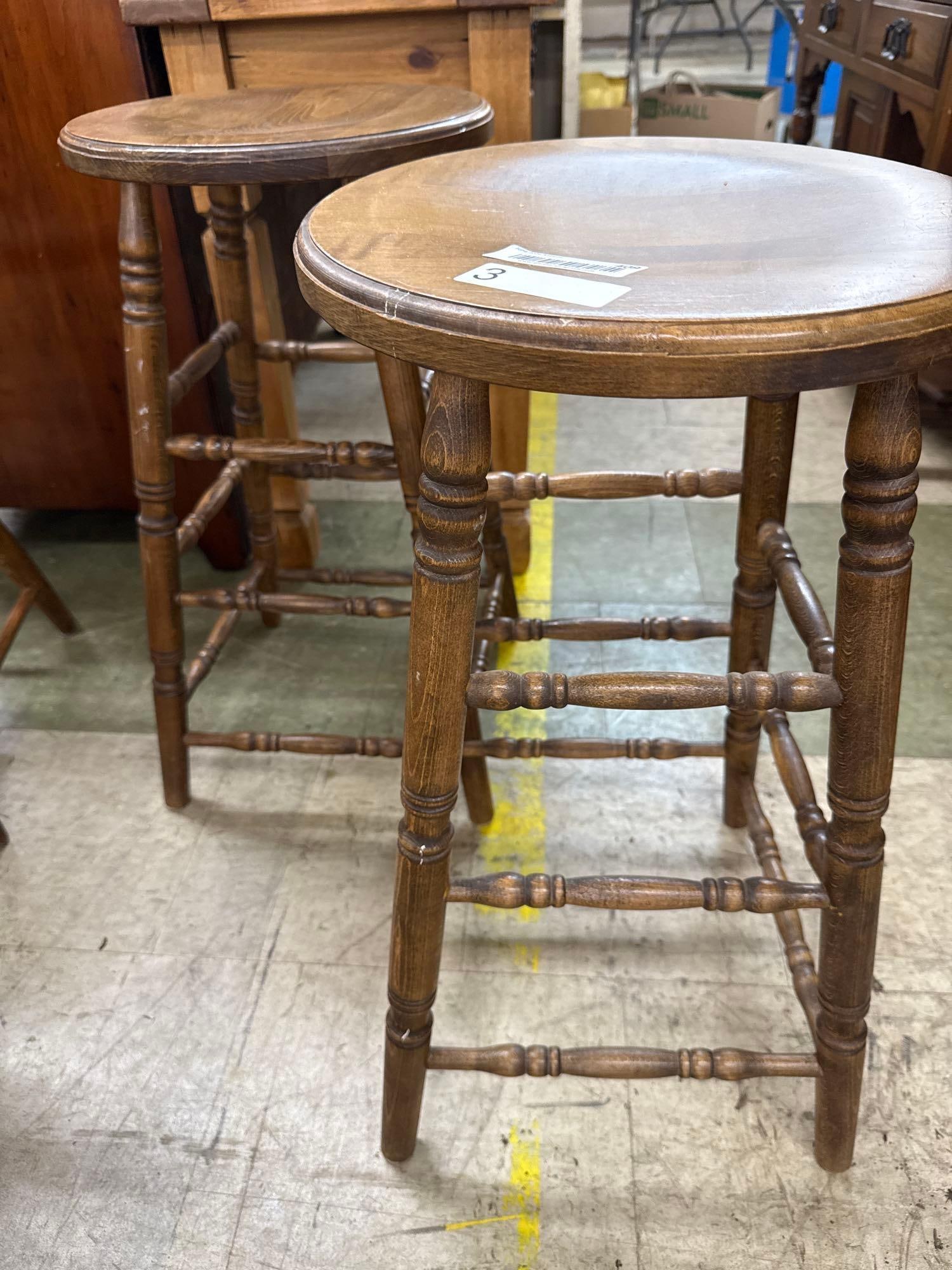 two wooden counter stools - 3