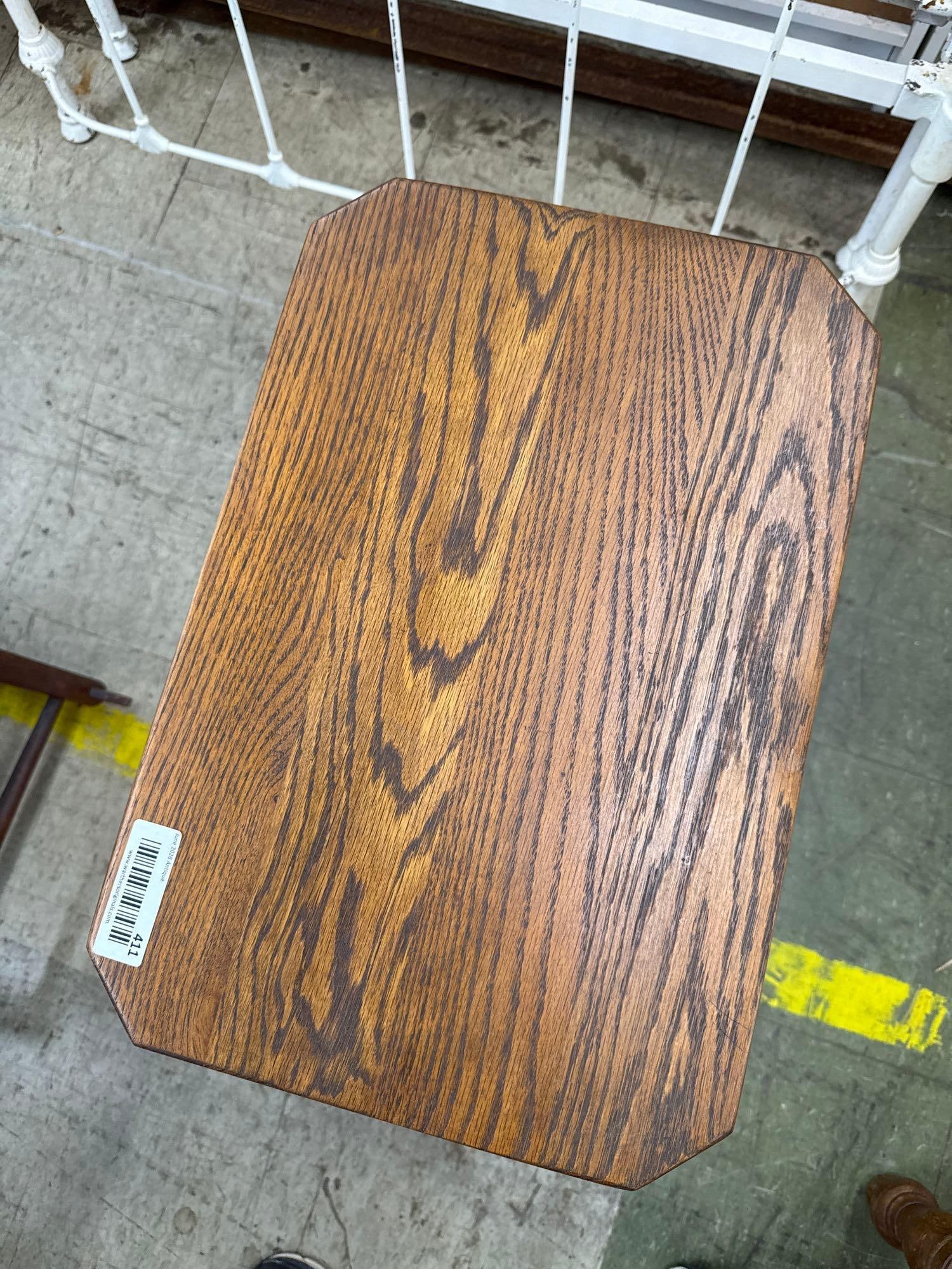 carved wooden oak side table - 3
