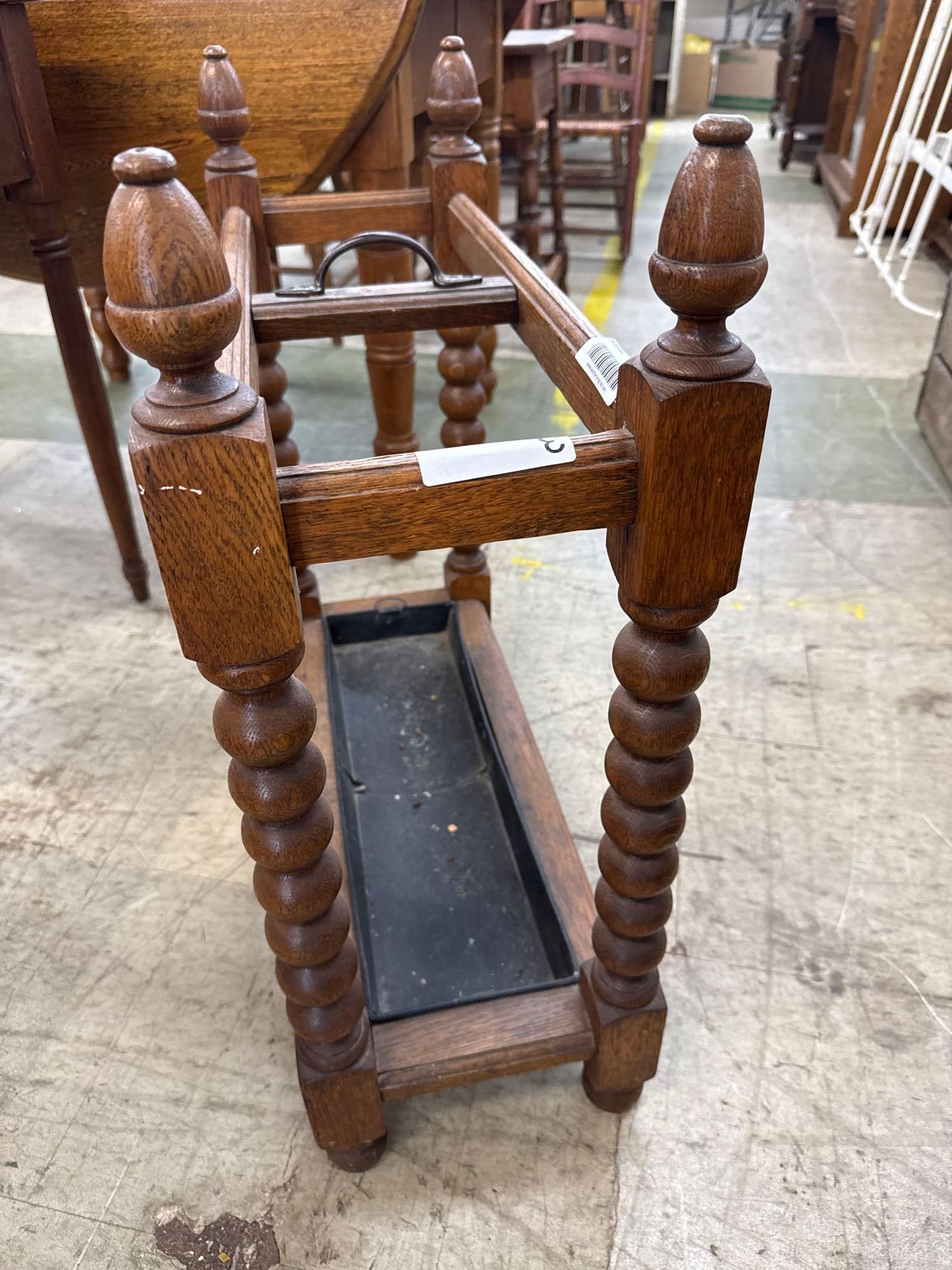 antique oak Cane/umbrella stand - 4