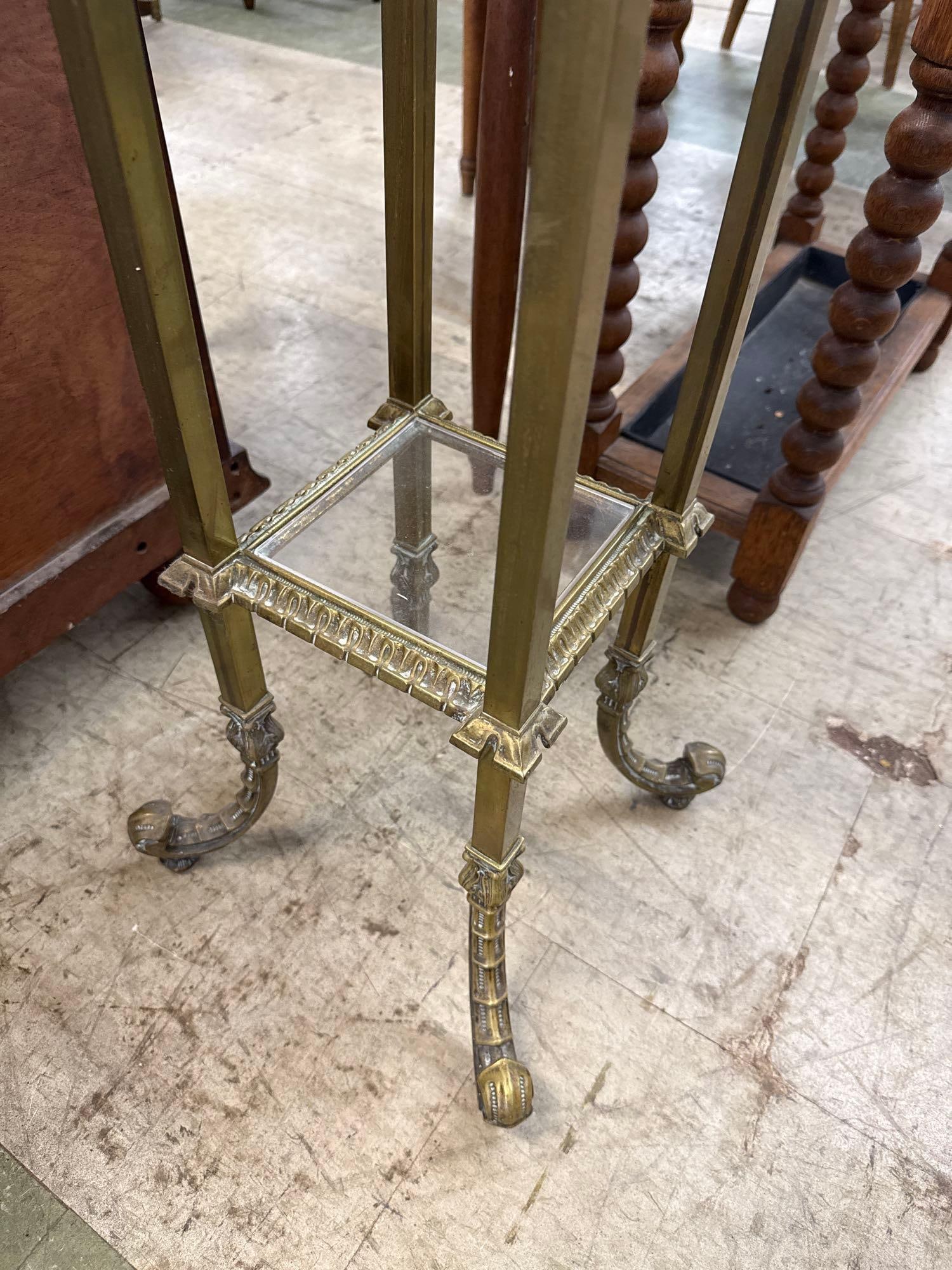 antique brass and Onyx plant stand - 3