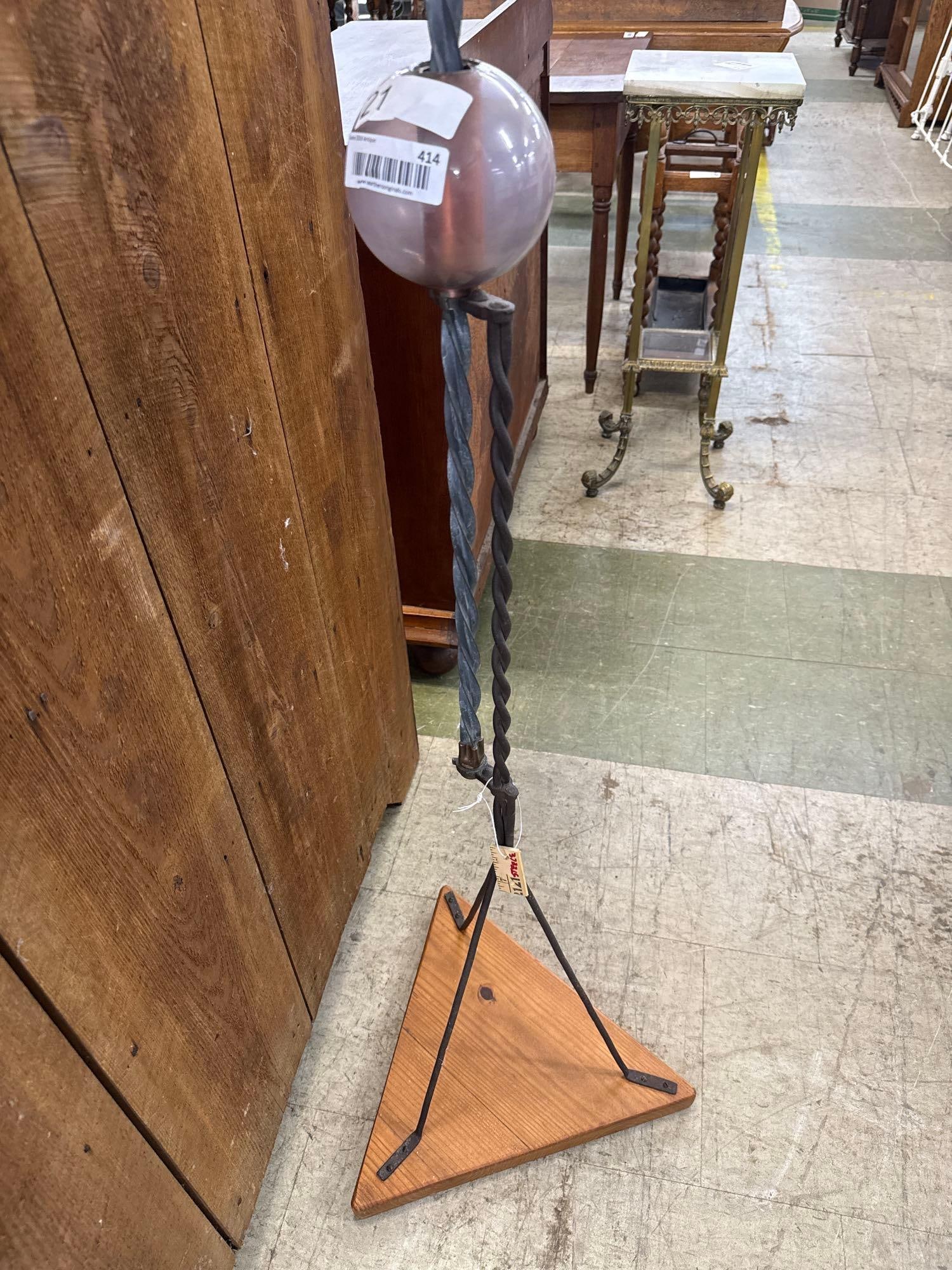 vintage lightning rod with two glass balls - 3