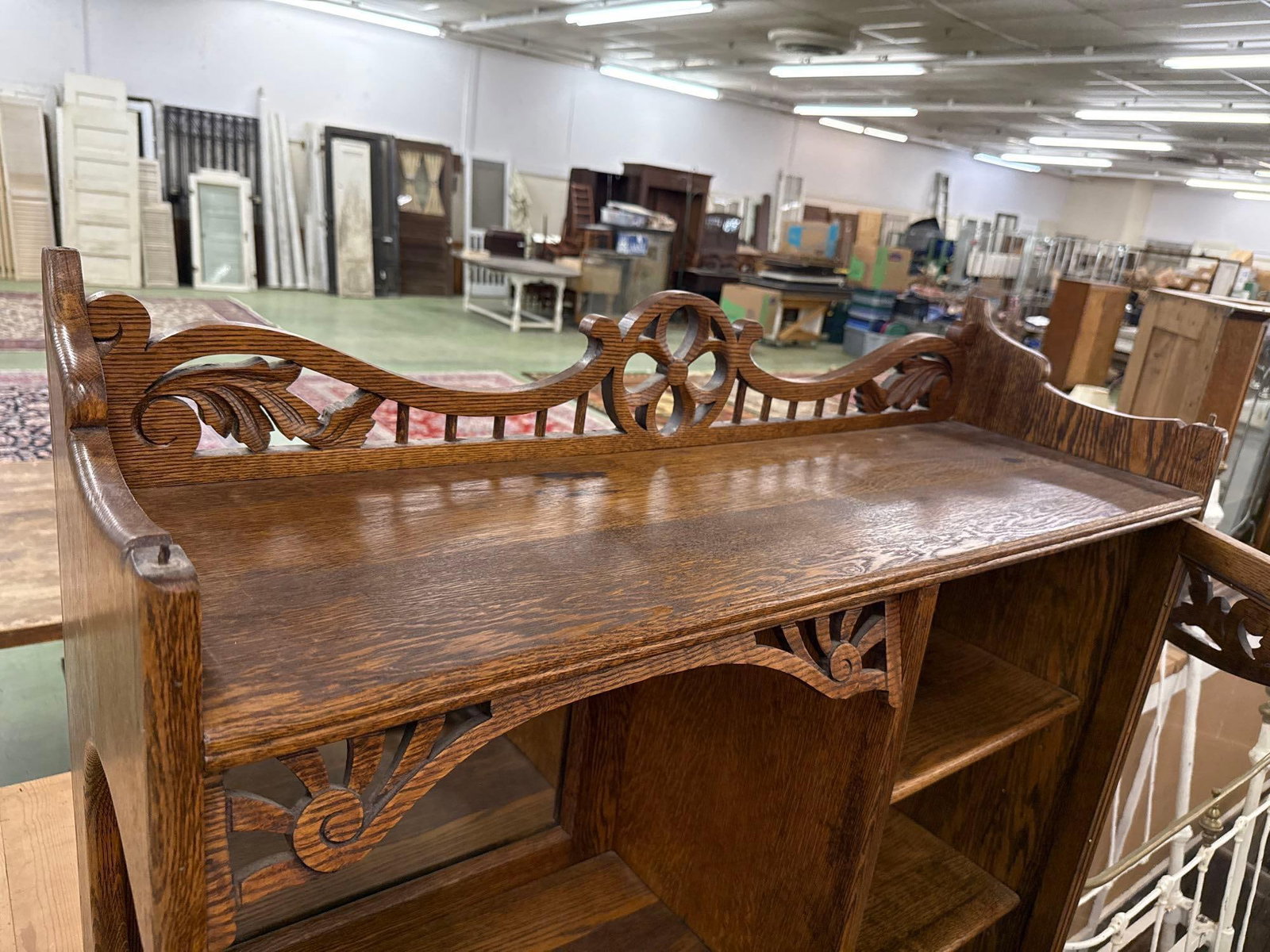 antique oak Victorian side-by-side secretary and bookcase - 3