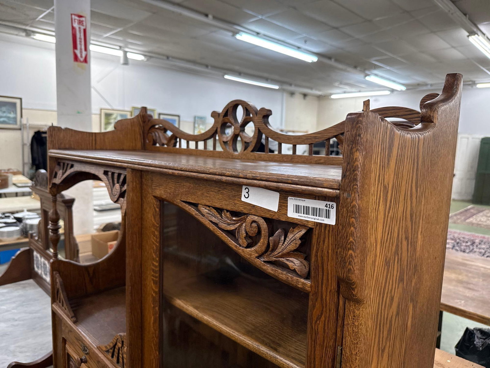 antique oak Victorian side-by-side secretary and bookcase - 4