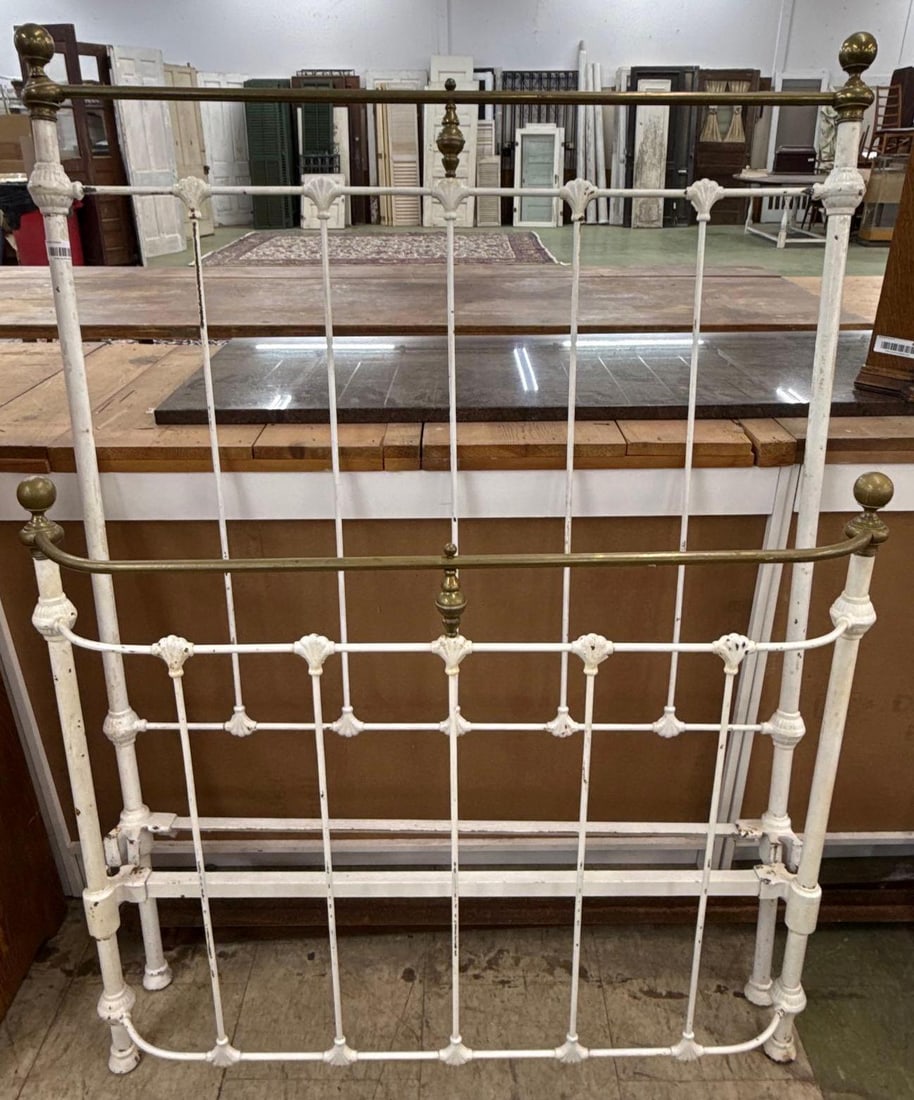 victorian cast iron and brass bed head and foot boards: With rails, single. 59 inches tall
