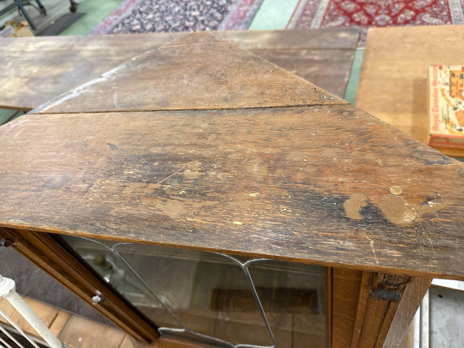 Victorian oak corner wall shelf - 4