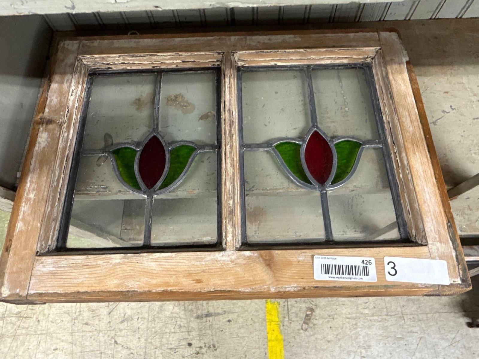 vintage leaded stained glass window panes - 2